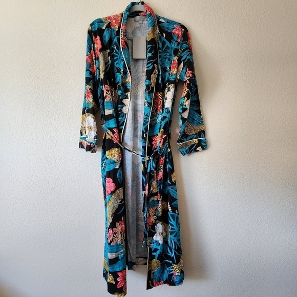 ADR Jungle Print Long Jersey Knit Robe M NWT - Picture 4 of 8